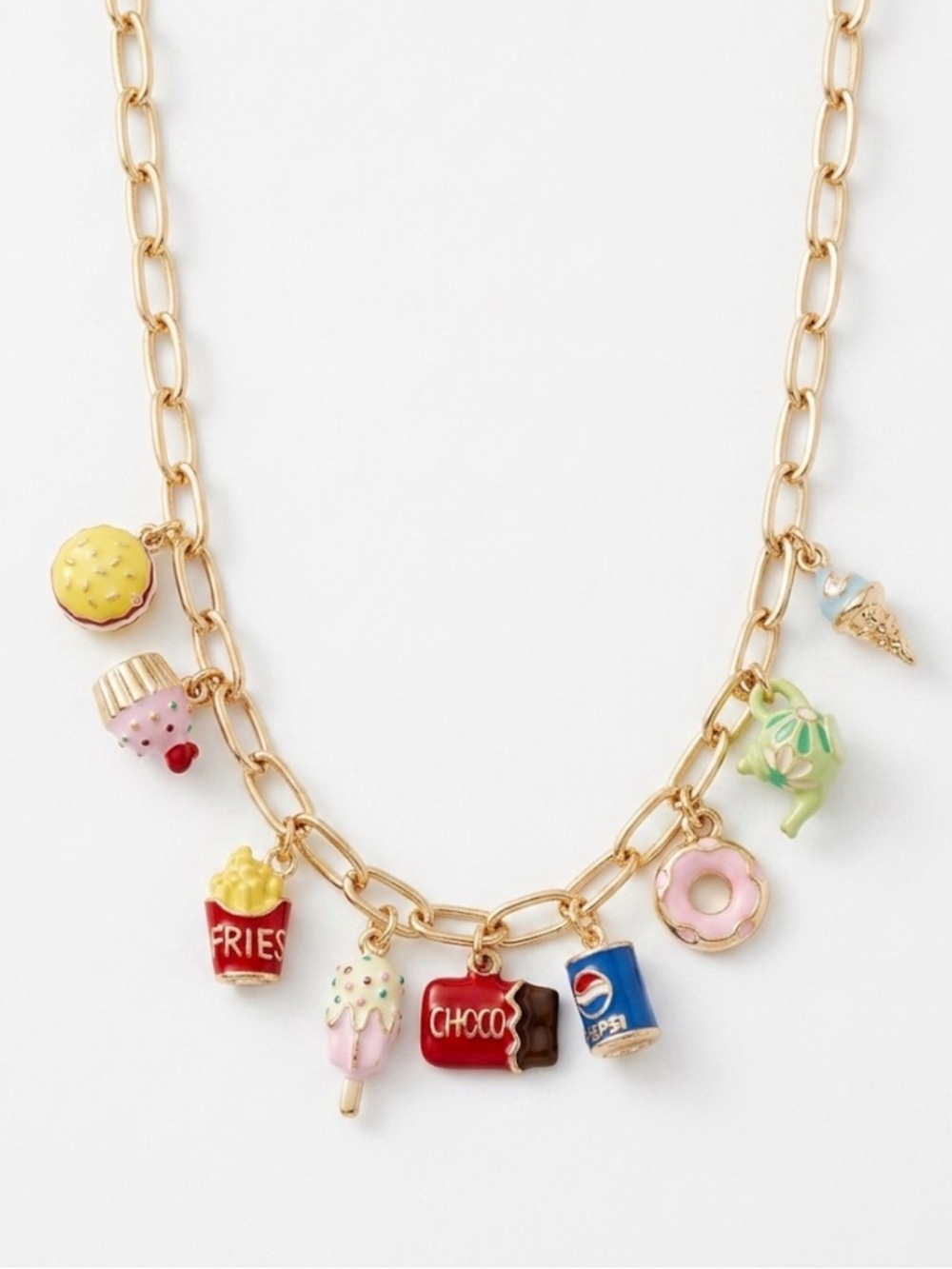 NWT 🍔🍟🍩🧁 Piper K Rare Multi Charm Snack Necklace